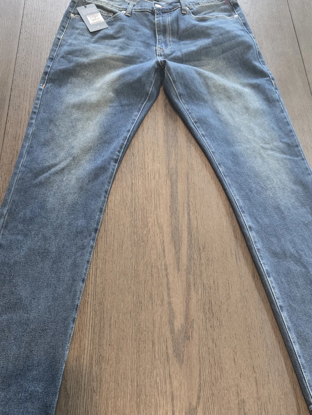 True Religion Mens Ricky Ladder Stitch Relaxed Straight Jeans 36x34 Ocean Storm